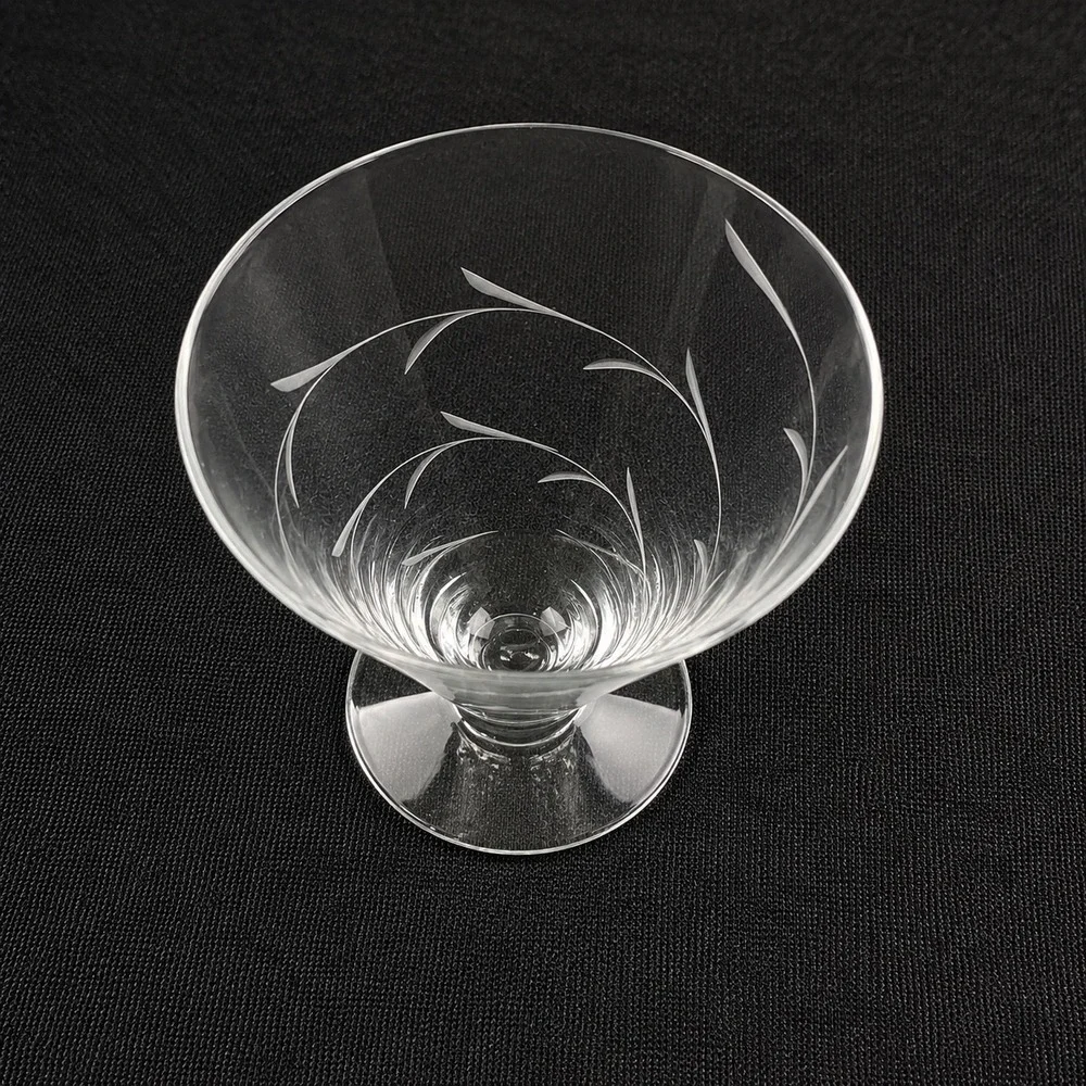 Vintage Etched Vine Footed Pilsner Style Tumbler Glasses Set of 4 Clear 4.75